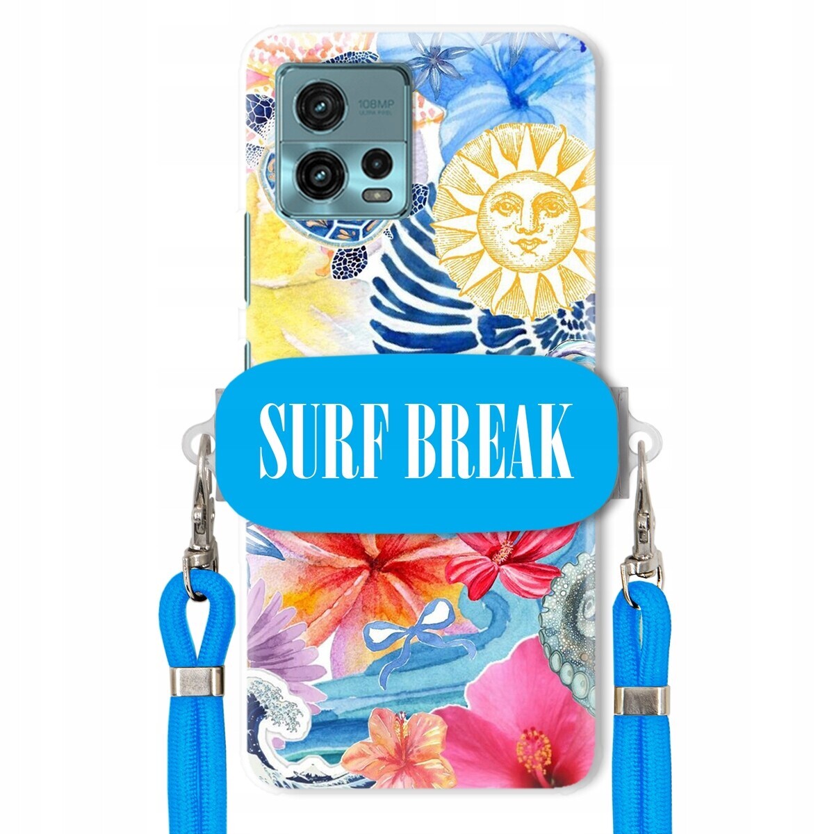 Pouzdro pro Motorola G72 Modré Crossbody vodítko Držák Surf Break Lata