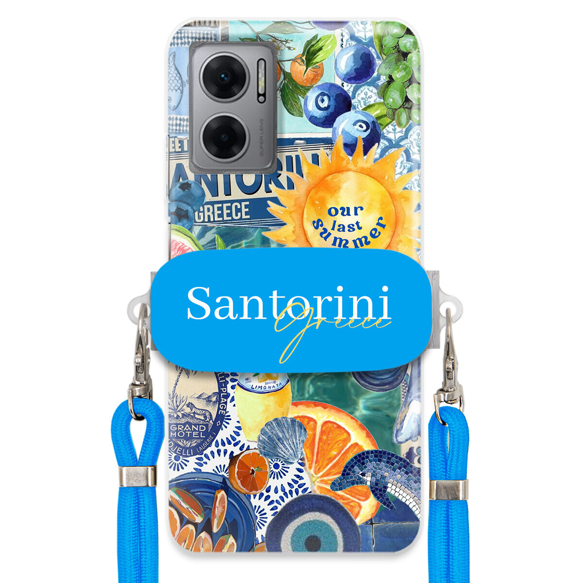 Pouzdro pro Xiaomi Redmi 10 5G Modré Crossbody vodítko držák Santorini Sea