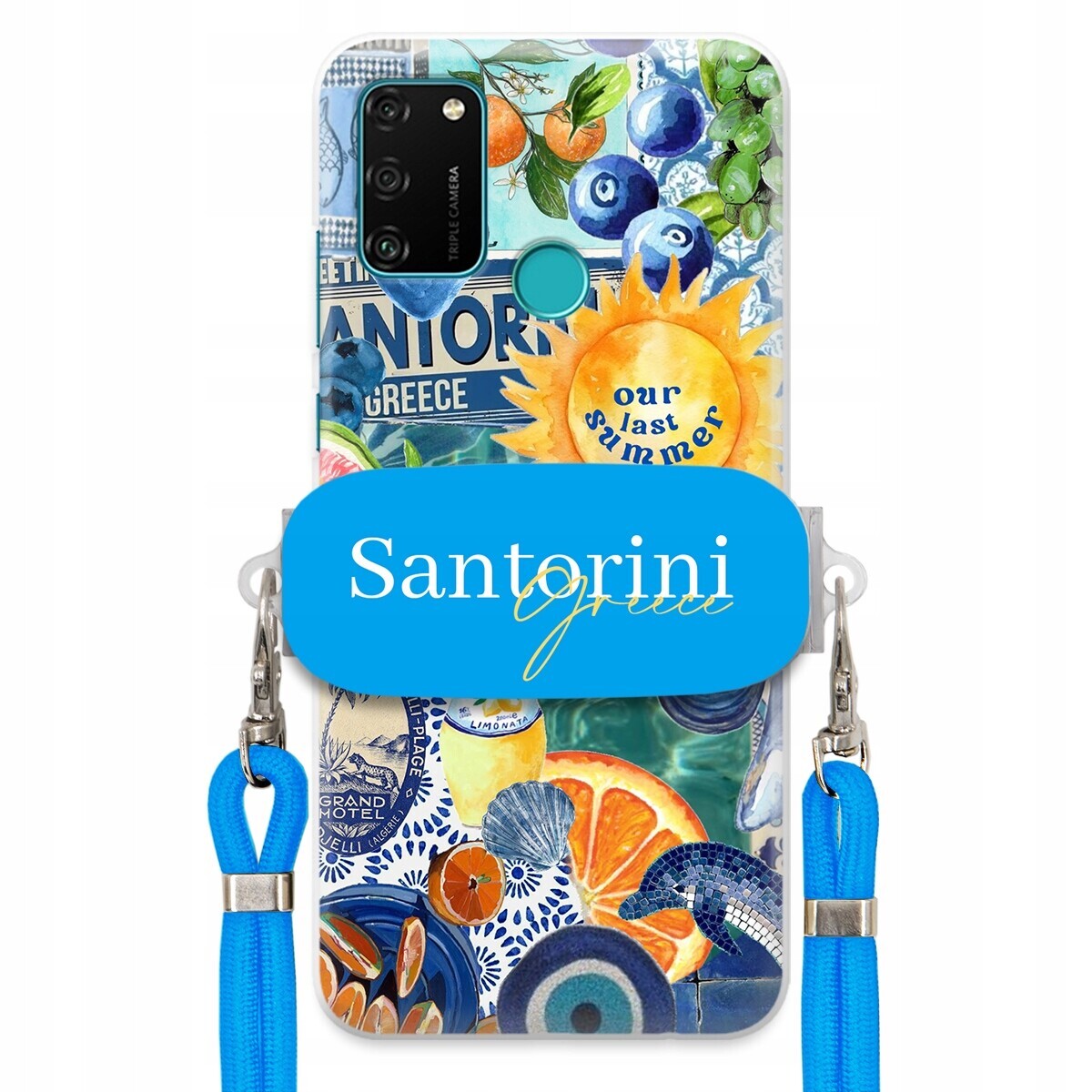 Pouzdro pro Huawei Honor Play 9A Modré vodítko držák Santorini Sea Vibes
