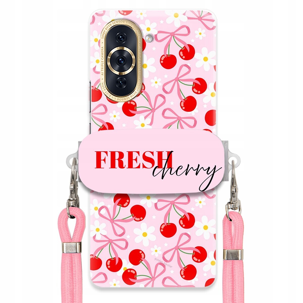 Pouzdro pro Huawei Nova 10 Pro Case Držák Šňůrky Růžová Fresh Cherry Kokardy
