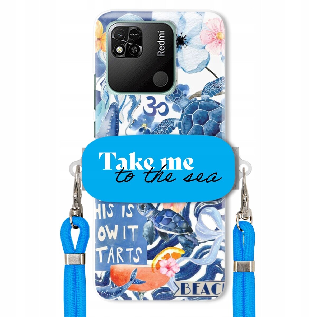 Pouzdro pro Xiaomi Redmi 10A Crossbody vodítko Blue Držák Take Me To The Sea