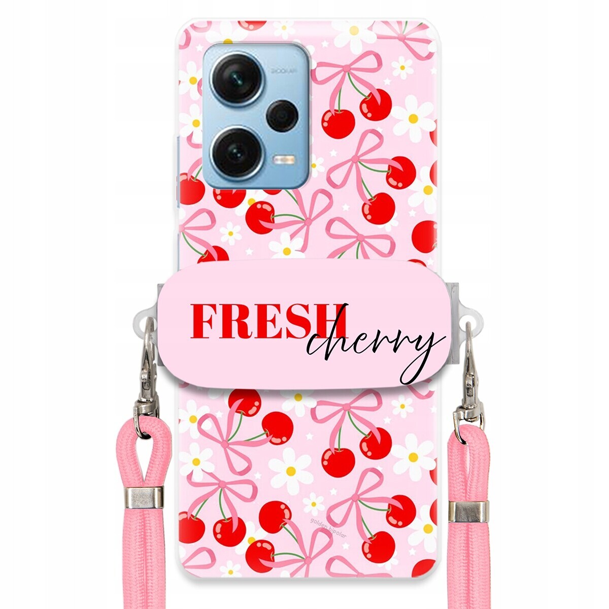 Pouzdro pro Xiaomi Redmi Note 12 Pro Plus Case Držák Šňůrka Růžová Cherry