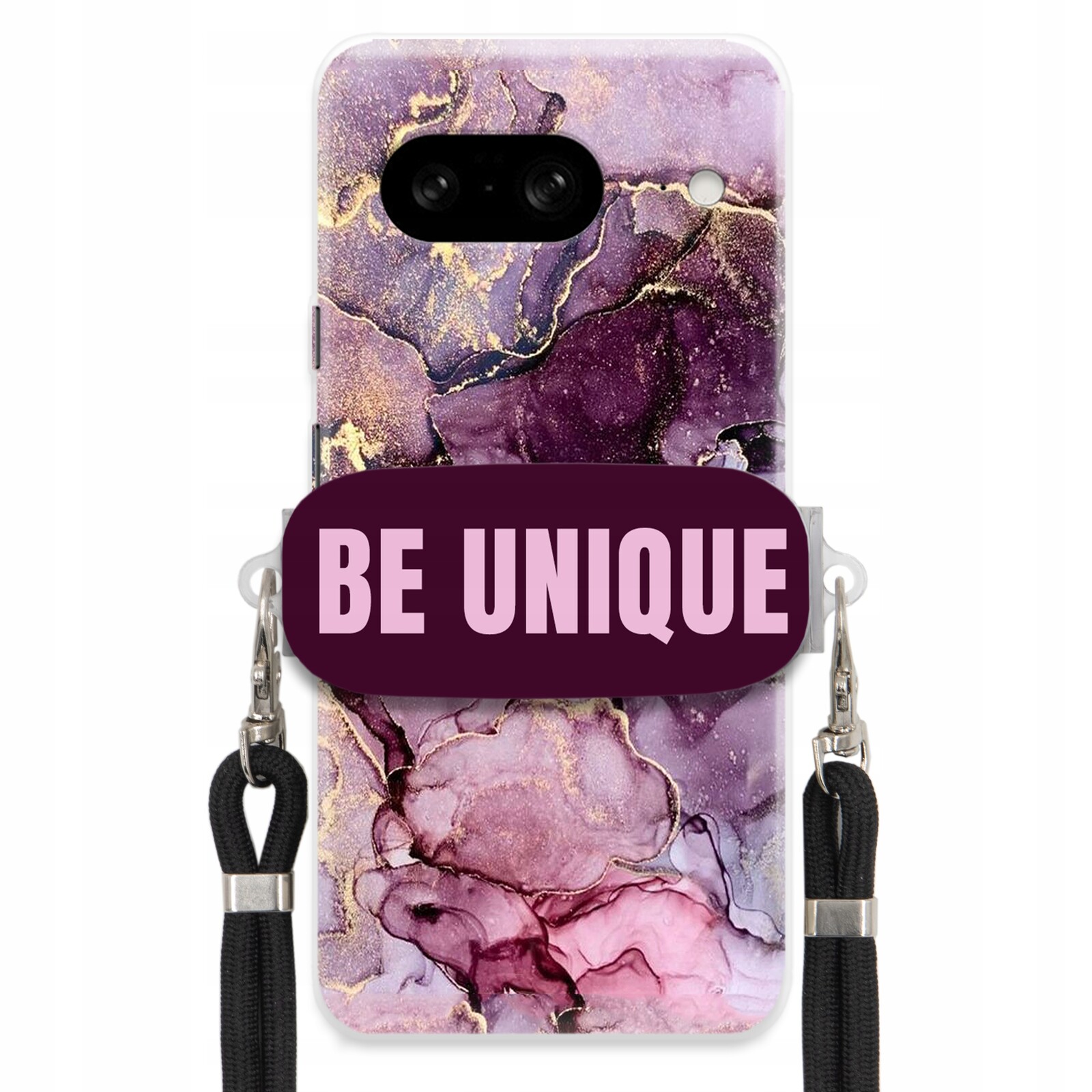 Pouzdro pro Google Pixel 8 úchytka Šňůrka Černá Fialová Mramor Be Unique