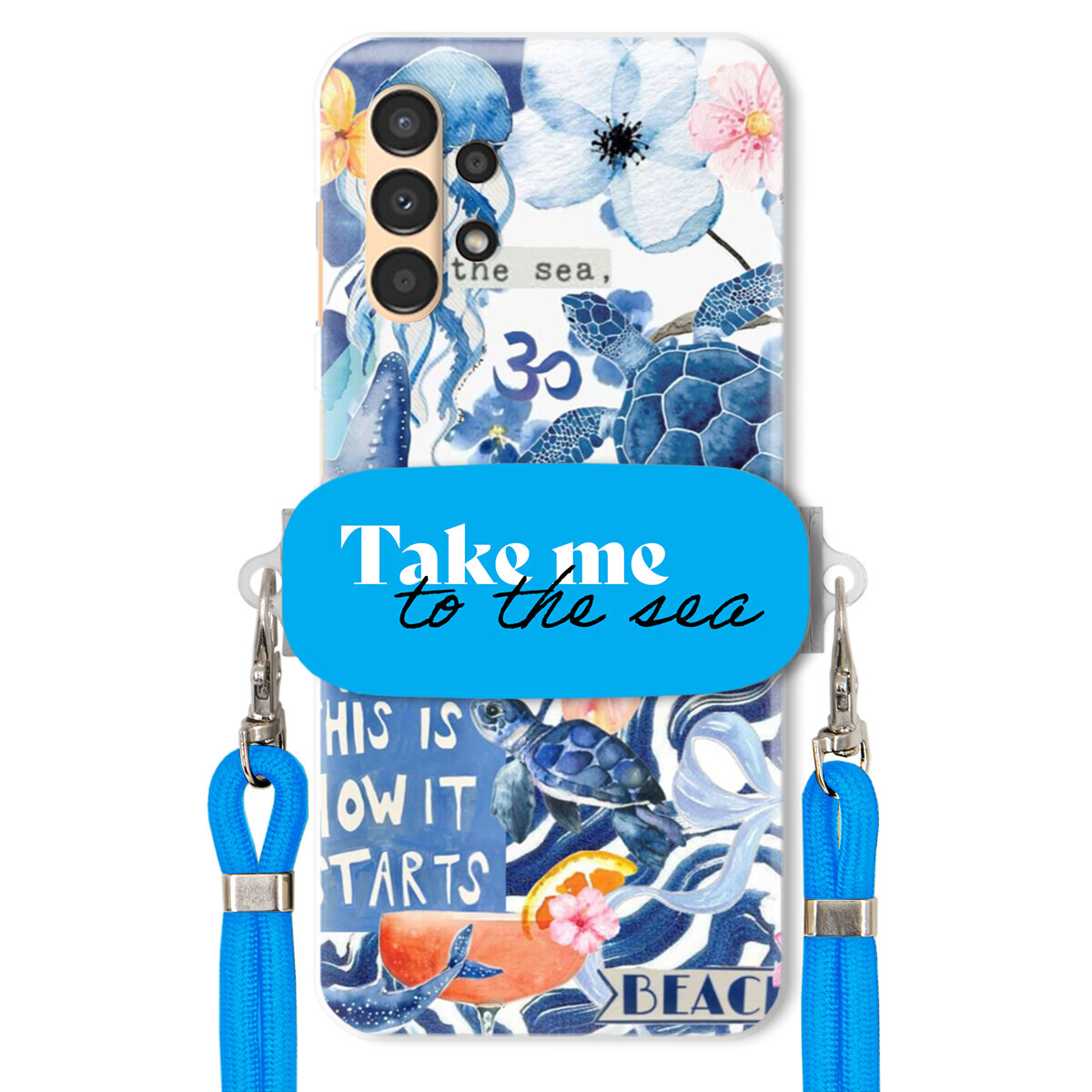 Pouzdro pro Samsung A04S Premium Vodítko modré Držák Take Me To The Sea