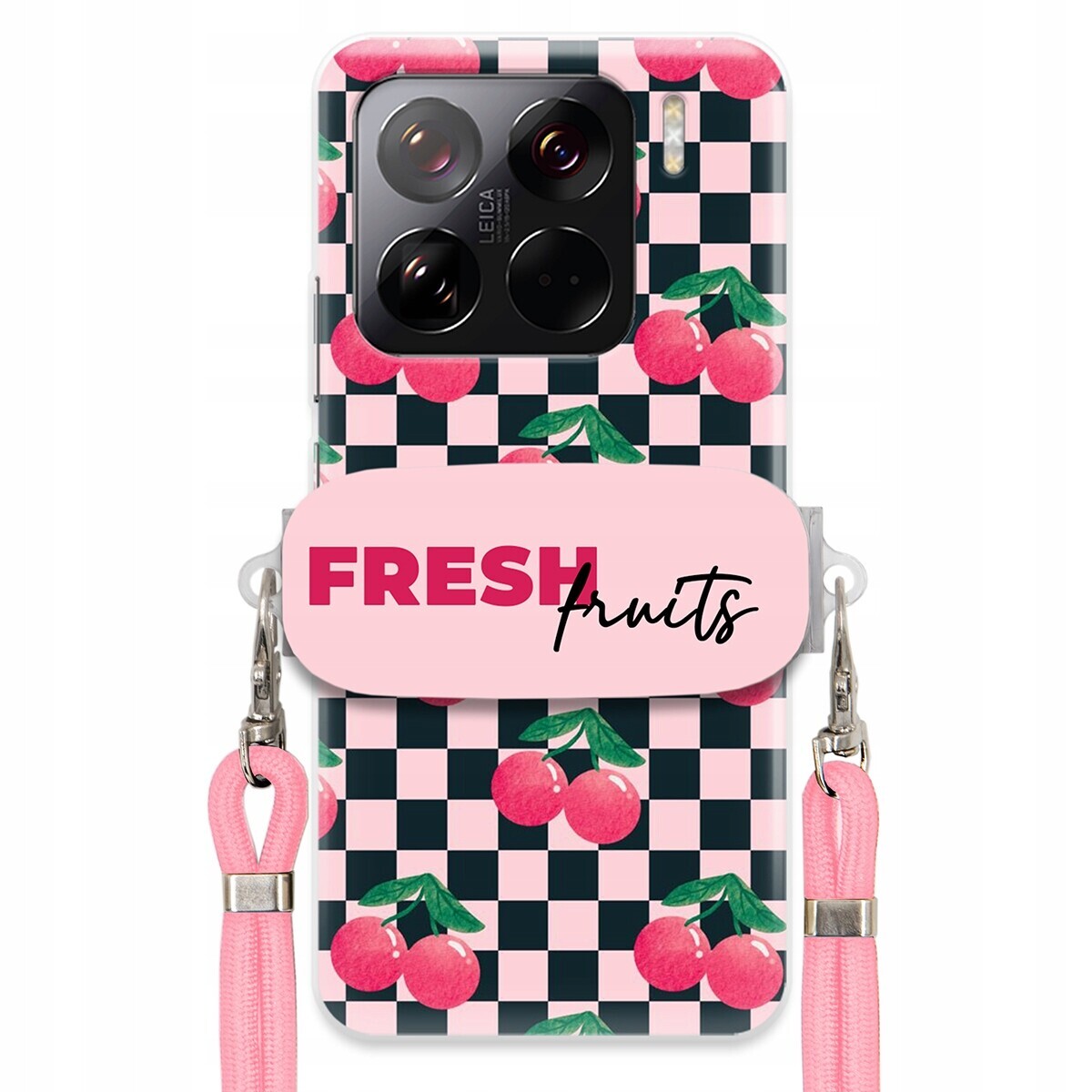 Pouzdro pro Xiaomi 15 Pro Růžové vodítko Funkční držák Fresh Fruits Módní