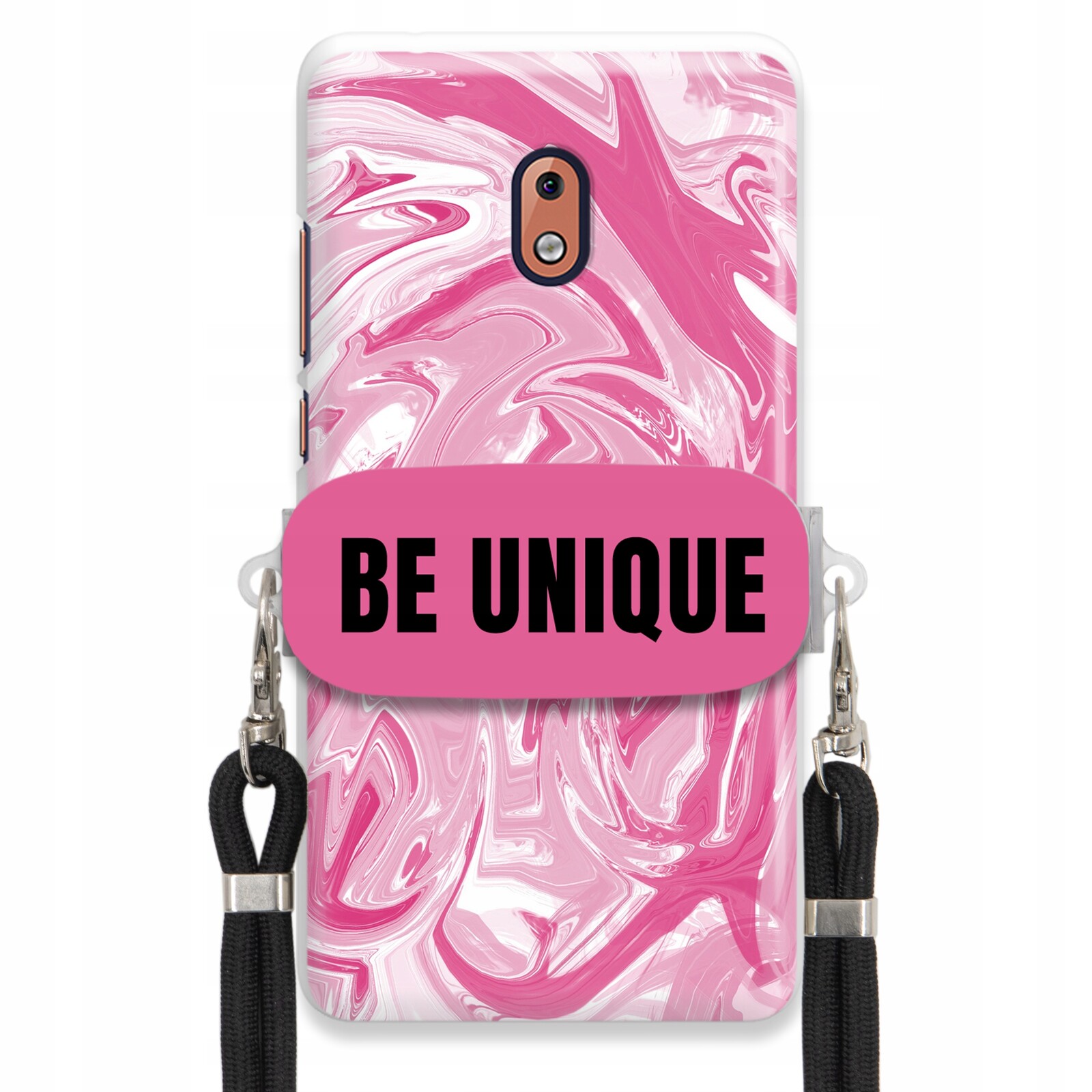 Pouzdro pro Nokia 2.1 Pouzdro úchyt šňůrka Černá Růže Mramor Unique