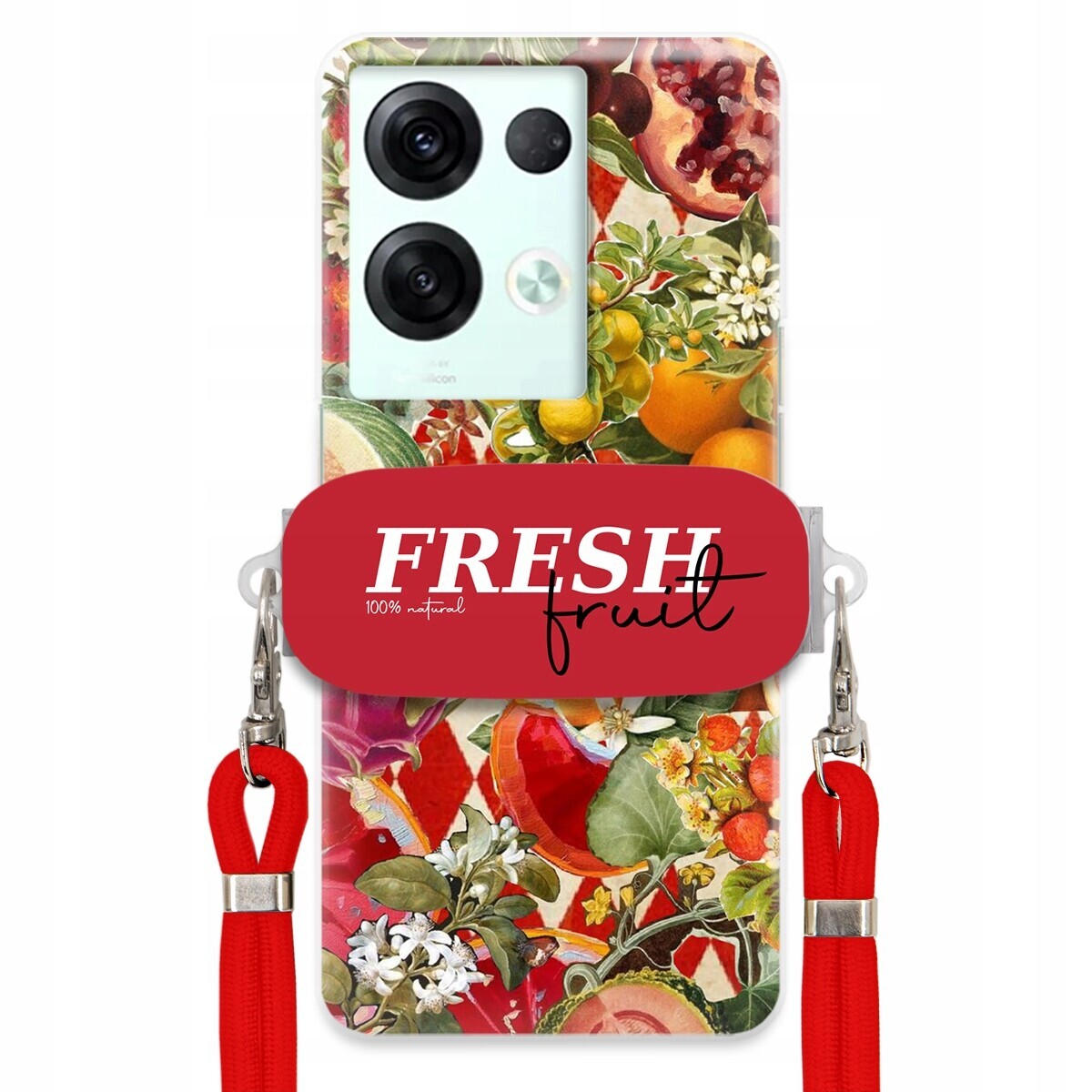 Pouzdro pro Oppo Reno 8 Červené Crossbody vodítko Držák Fresh Fruit Ovocné
