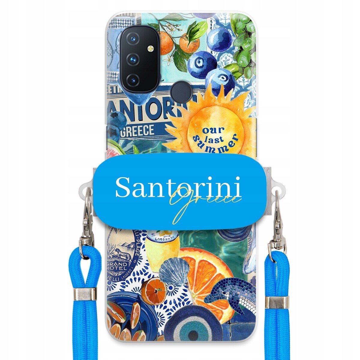 Pouzdro pro Oneplus Nord N100 5G Modré vodítko držák Santorini Sea Vibes