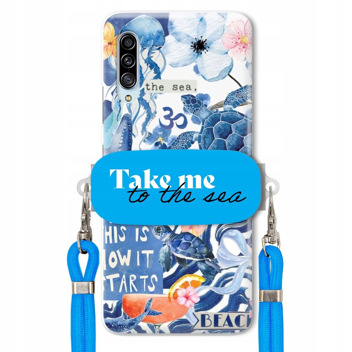 Pouzdro pro Samsung A90 Modré Crossbody vodítko Držák Take Me To The Sea