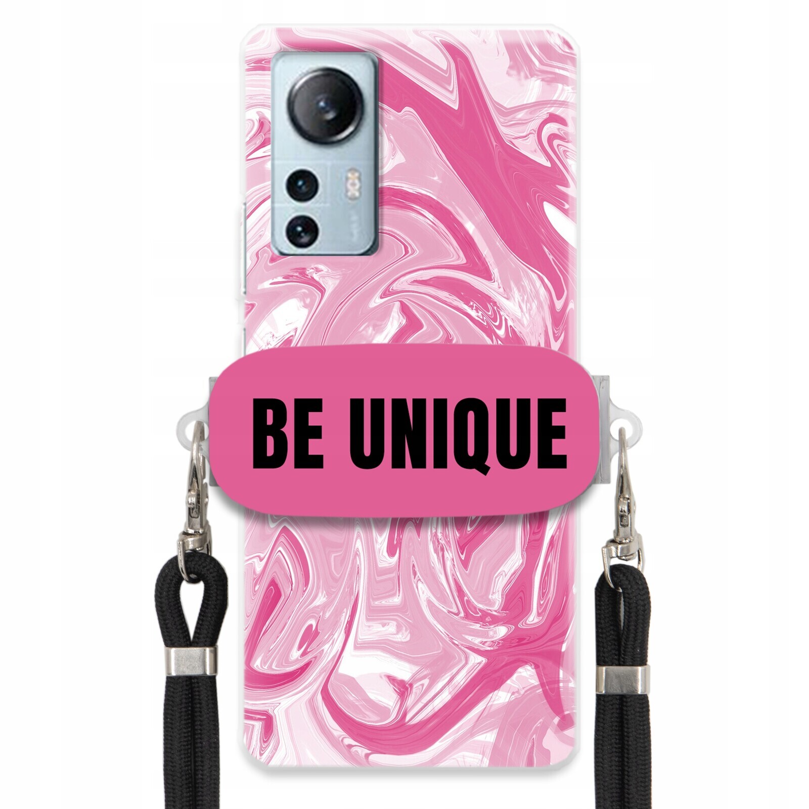 Pouzdro pro Xiaomi 12 Lite Case úchytka na šňůrku Černá Růžová Mramorová Be Unique