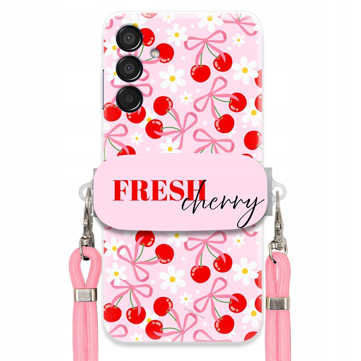 Pouzdro pro Samsung M15 5G Case Držák Šňůrka Růžová Fresh Cherry Mašle