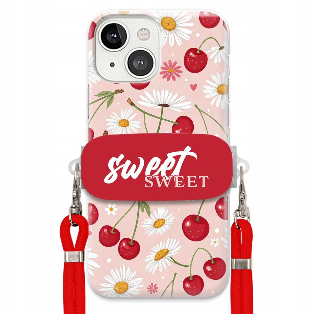 Pouzdro pro iPhone 13 Červené vodítko Držák Sweet Sweet Višeň a sedmikráska