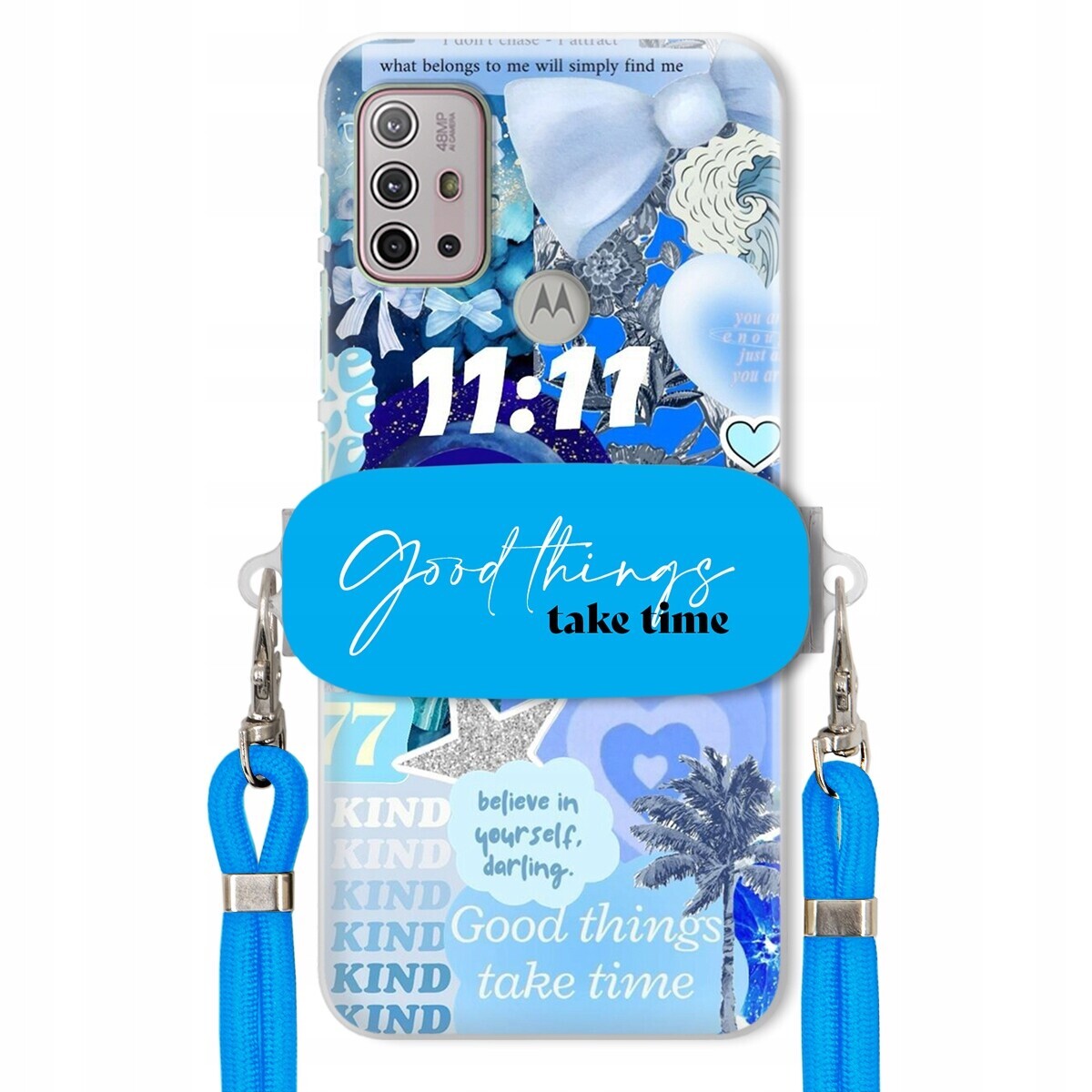 Pouzdro pro Motorola G20 Držák Crossbody vodítko Good Things Take Time Lata