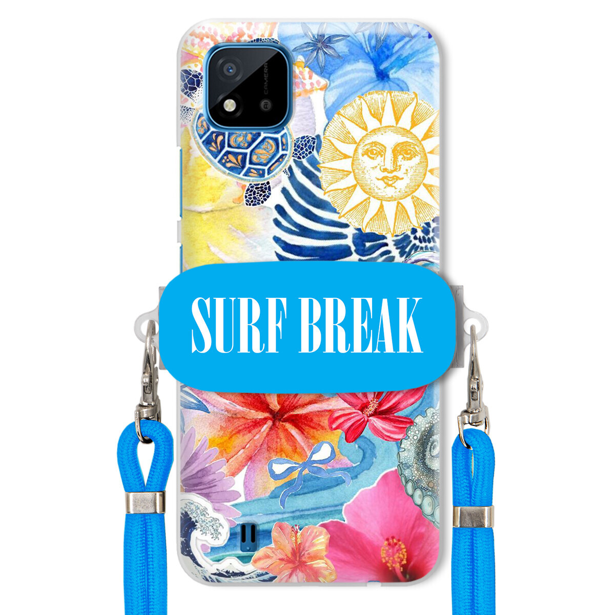 Pouzdro pro Realme C11 2021 Crossbody vodítko modré držák Surf Break Lata