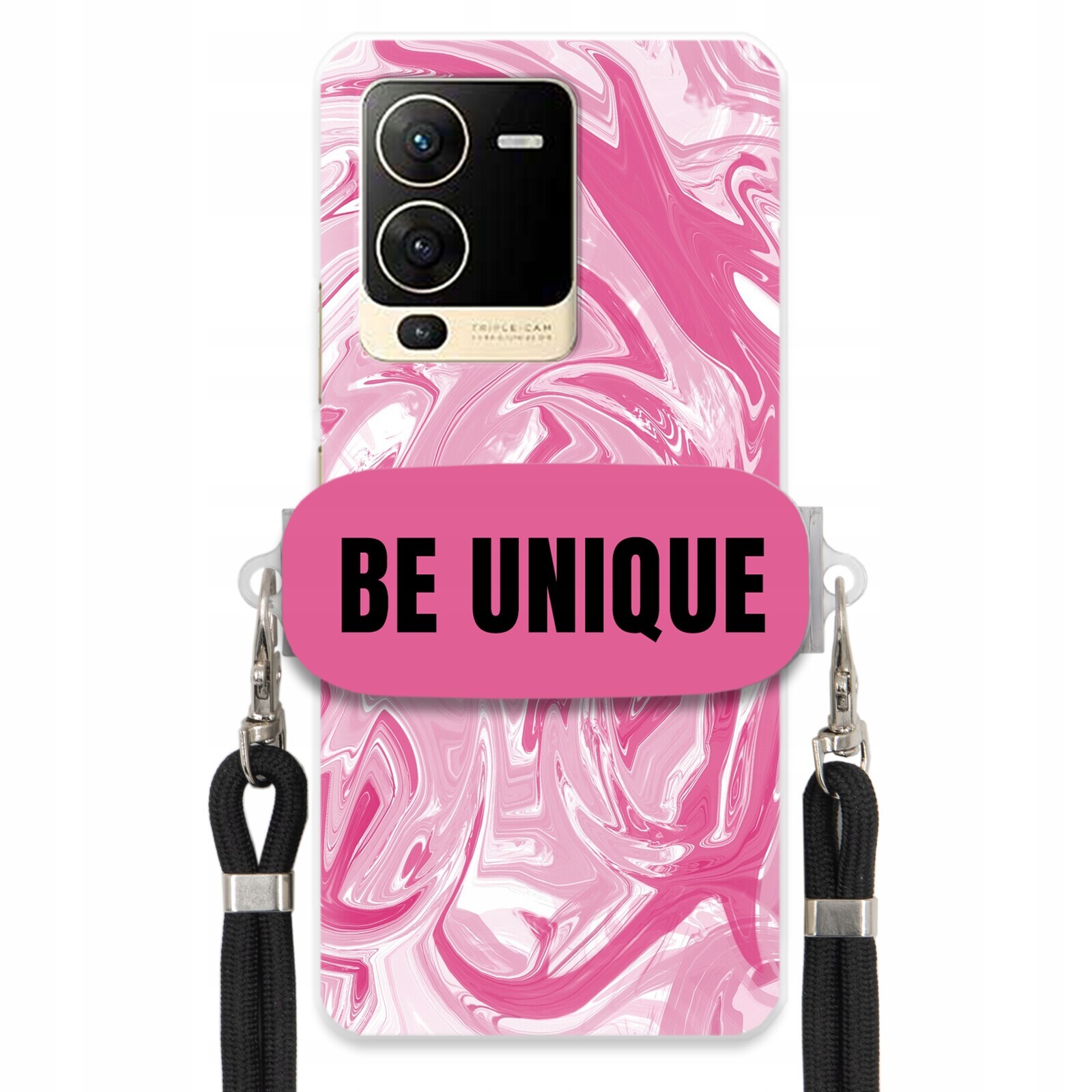 pouzdro na Vivo S15 PouzdroCase Uchyt Šňůra Černá Růže Mramor Unique