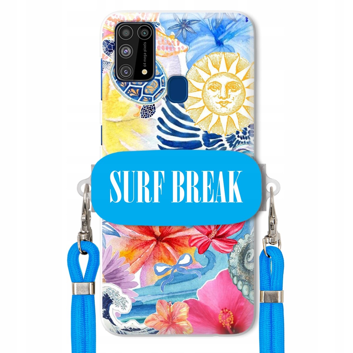 Pouzdro pro Samsung M31 Modré Crossbody vodítko Držák Surf Break Lata