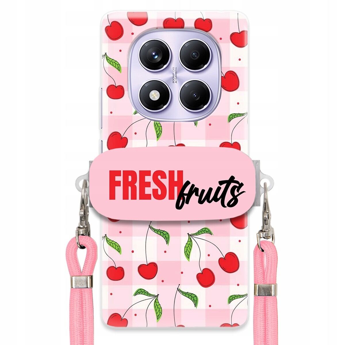 Pouzdro pro Xiaomi Redmi Note 14 Pro 5G držák na šňůrku Růžová Fresh Fruits