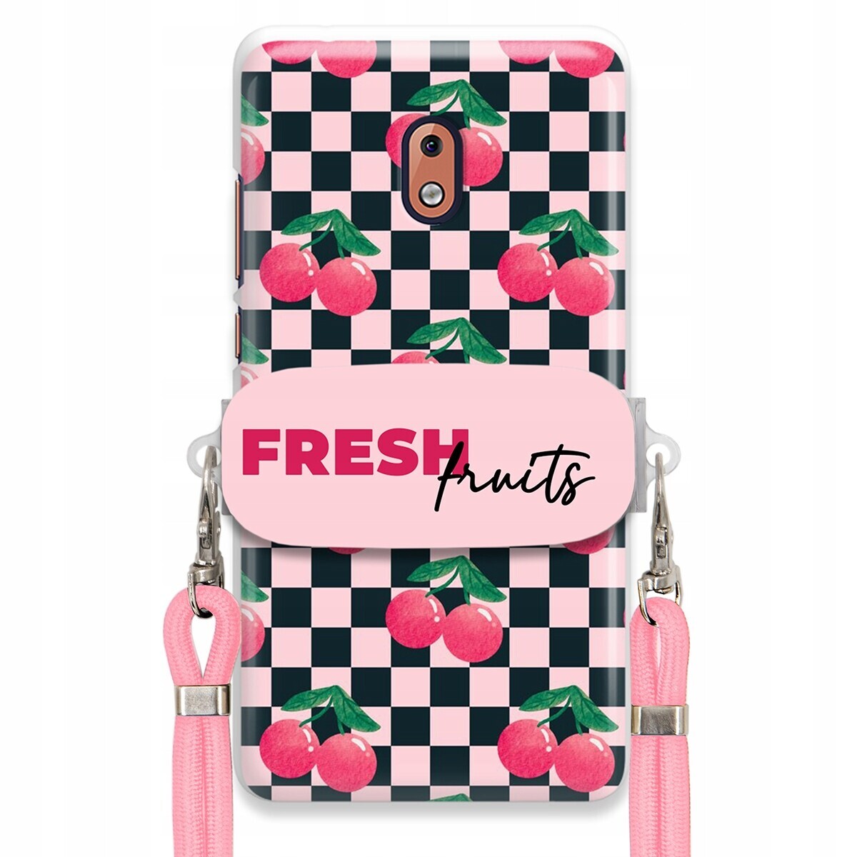 Pouzdro pro Nokia 2.1 Vodítko Pink Crossbody Funkční rukojeť Fresh Fruits