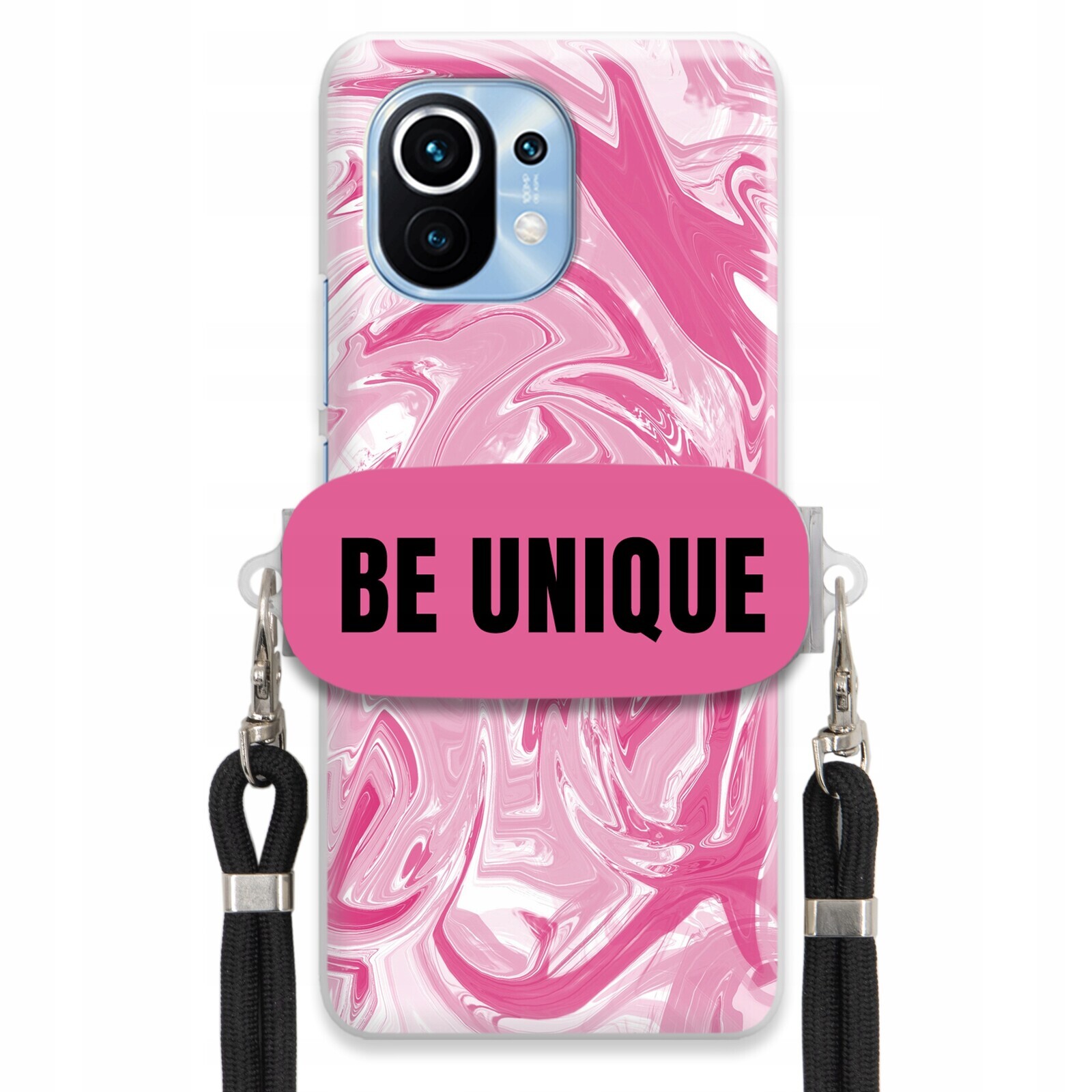 Pouzdro pro Xiaomi Mi 11 Case úchytka na šňůrku Černá Růžová Mramorová Be Unique