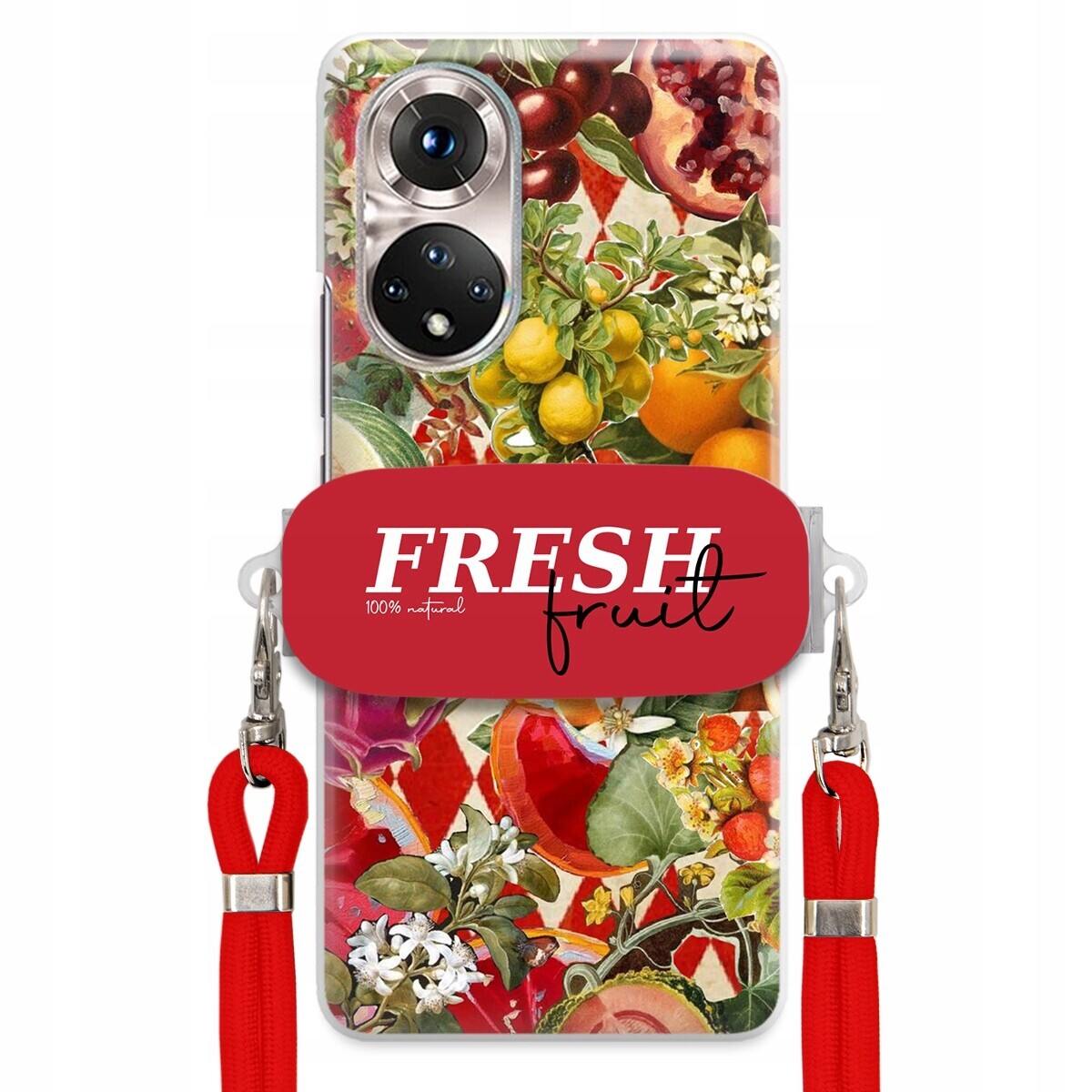 Pouzdro pro Huawei Honor 50 Červené Crossbody vodítko Držák Fresh Fruit Ovoce