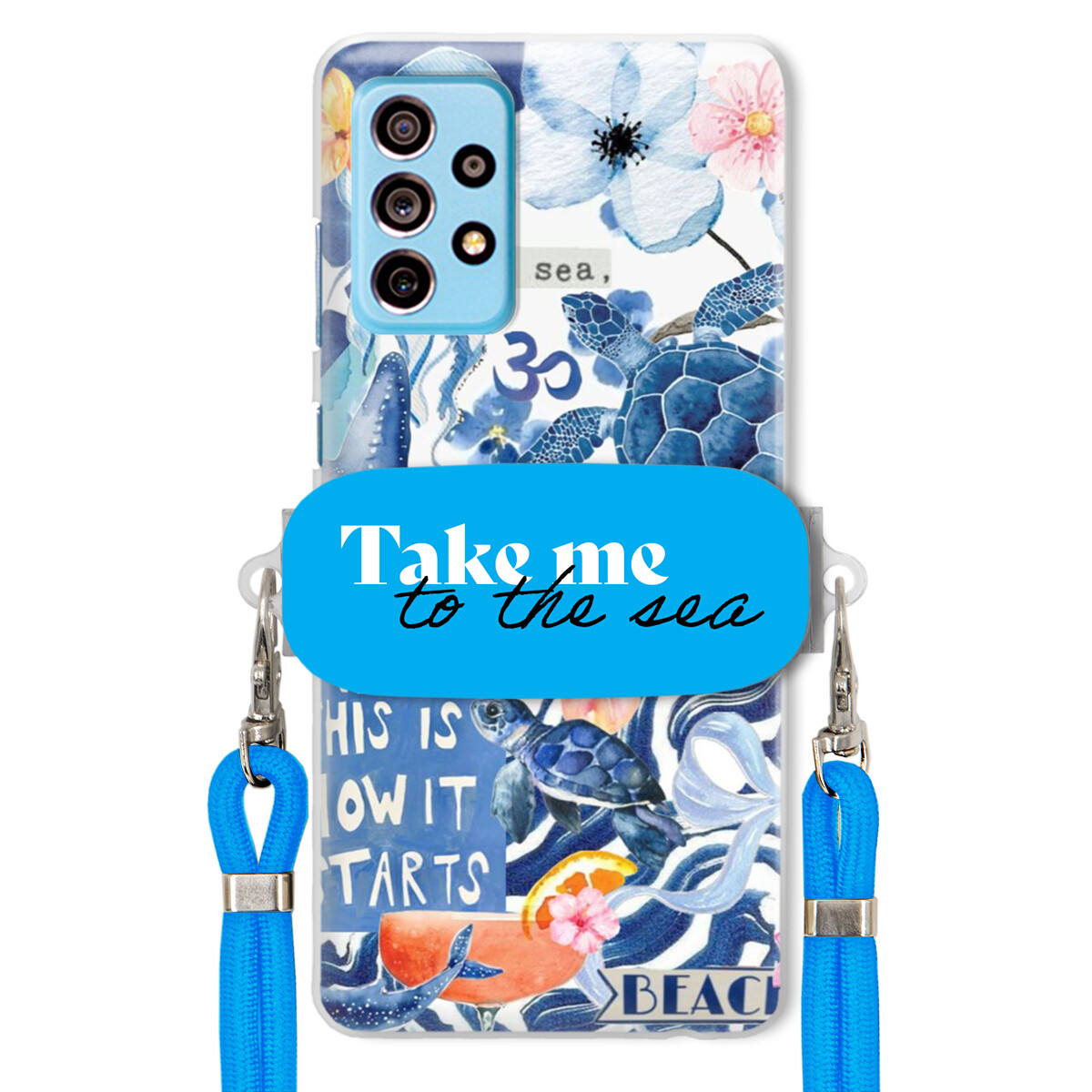 Pouzdro pro Samsung A73 5G Premium Vodítko modré Držák Take Me To The Sea