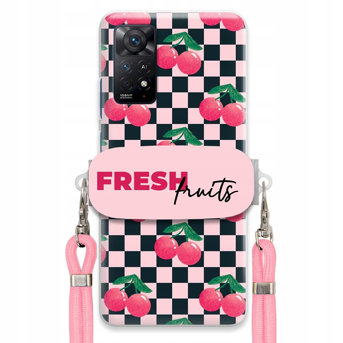 Pouzdro pro Xiaomi Redmi Note 11 Pro Plus 5G Růžové vodítko držák Fresh Fruits