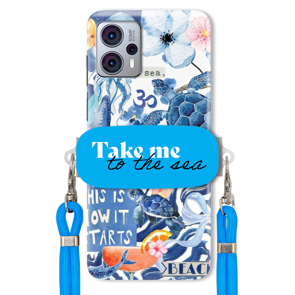 Pouzdro pro Motorola G23 Premium Vodítko modré Držák Take Me To The Sea