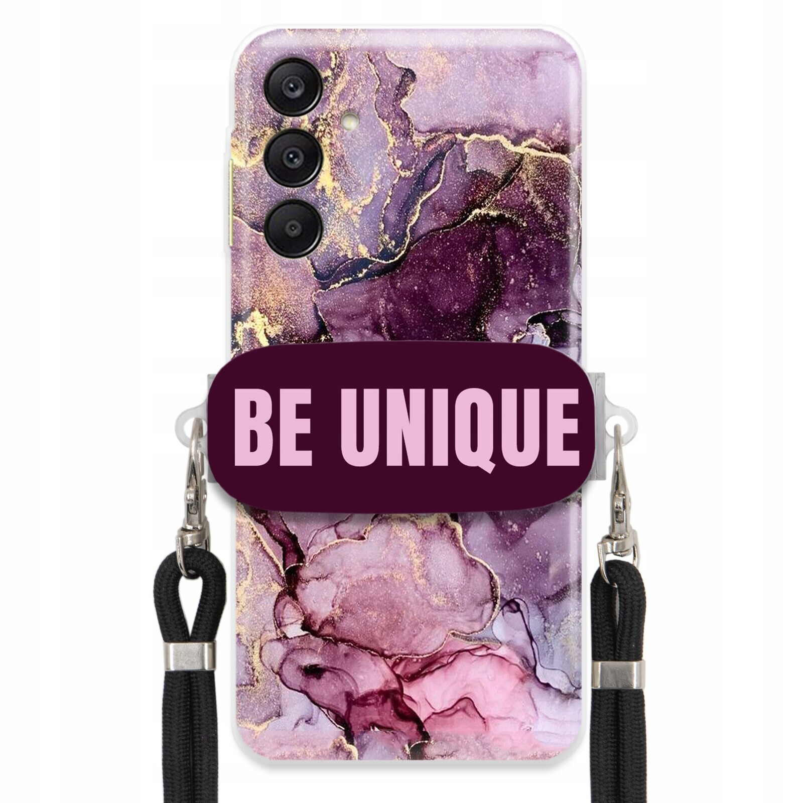Pouzdro pro Samsung A26 5G úchytka pro šňůrku Černá Fialová Mramor Be Unique