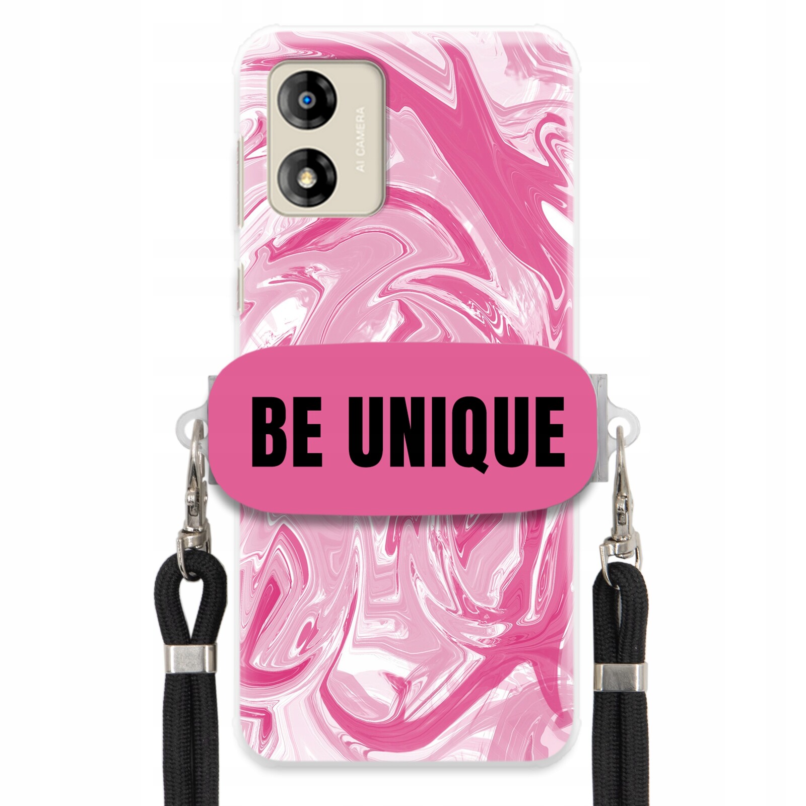 Pouzdro pro Motorola E13 Case Uchyt pro šňůrku Černá Růžová Mramorová Be Unique