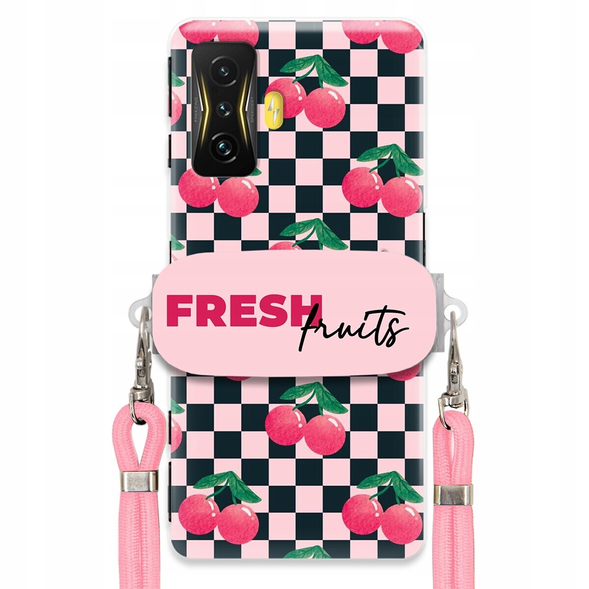 Pouzdro pro Xiaomi Poco F4 Gt Crossbody vodítko držák Šachovnice Fresh Fruits