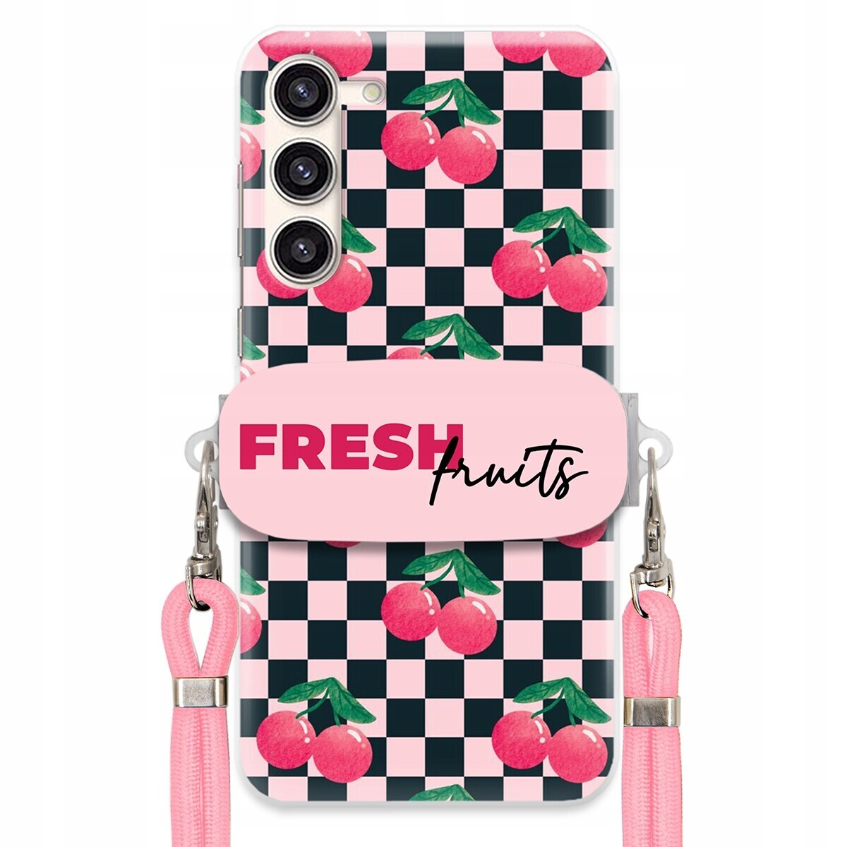 Pouzdro pro Samsung S23 Růžové vodítko Funkční úchyt Fresh Fruits Módní