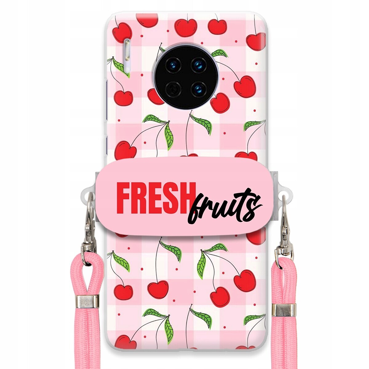 Pouzdro pro Huawei Mate 30 Pro Case Držák Šňůrky Růžová Fresh Fruits Mřížka
