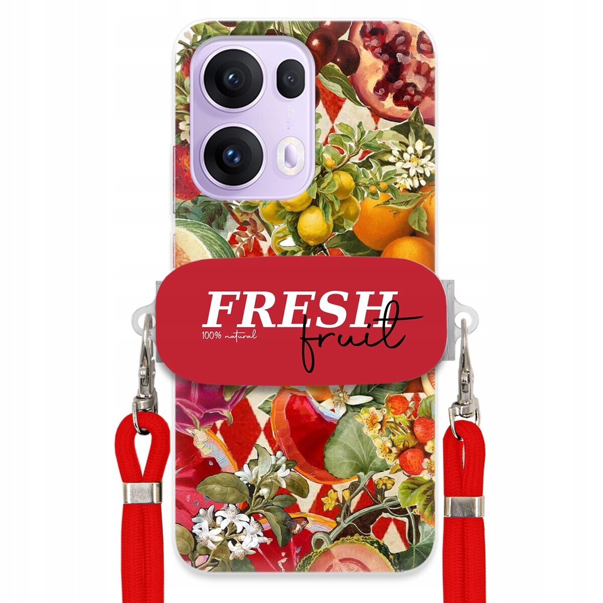 Pouzdro pro Oppo Reno 13 Pro 5G Červené Crossbody vodítko Držák Fresh Fruit