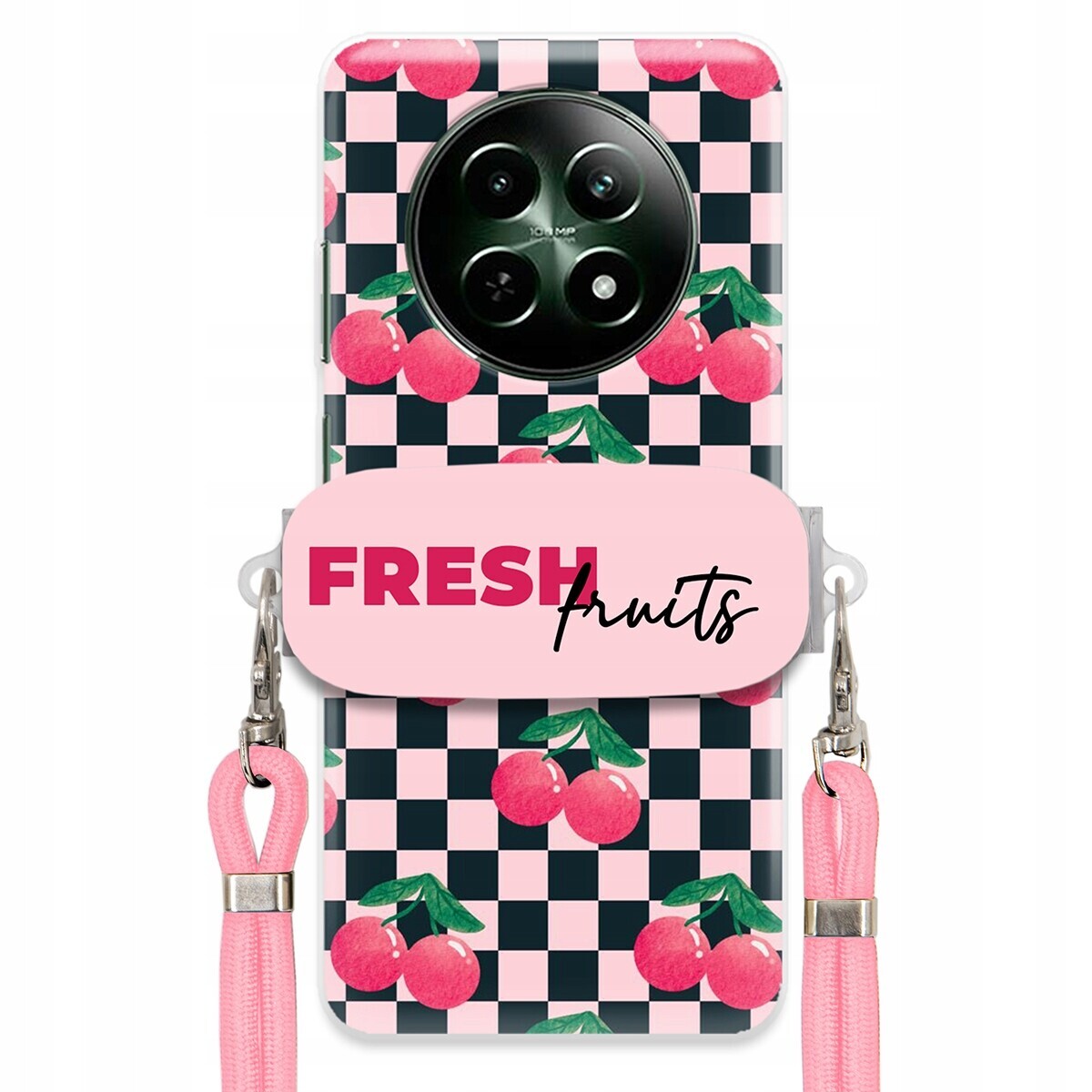 Pouzdro pro Realme 12 5G Vodítko Pink Crossbody Držák Šachovnice Fresh Fruits