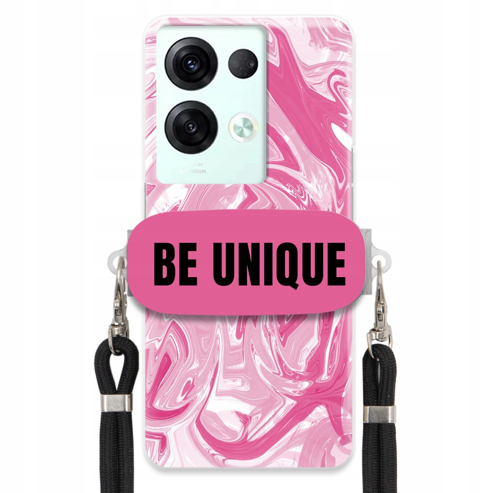Pouzdro pro Oppo Reno 8 Pro 5G Case úchytka Šňůrka Černá Růže Mramor Unique