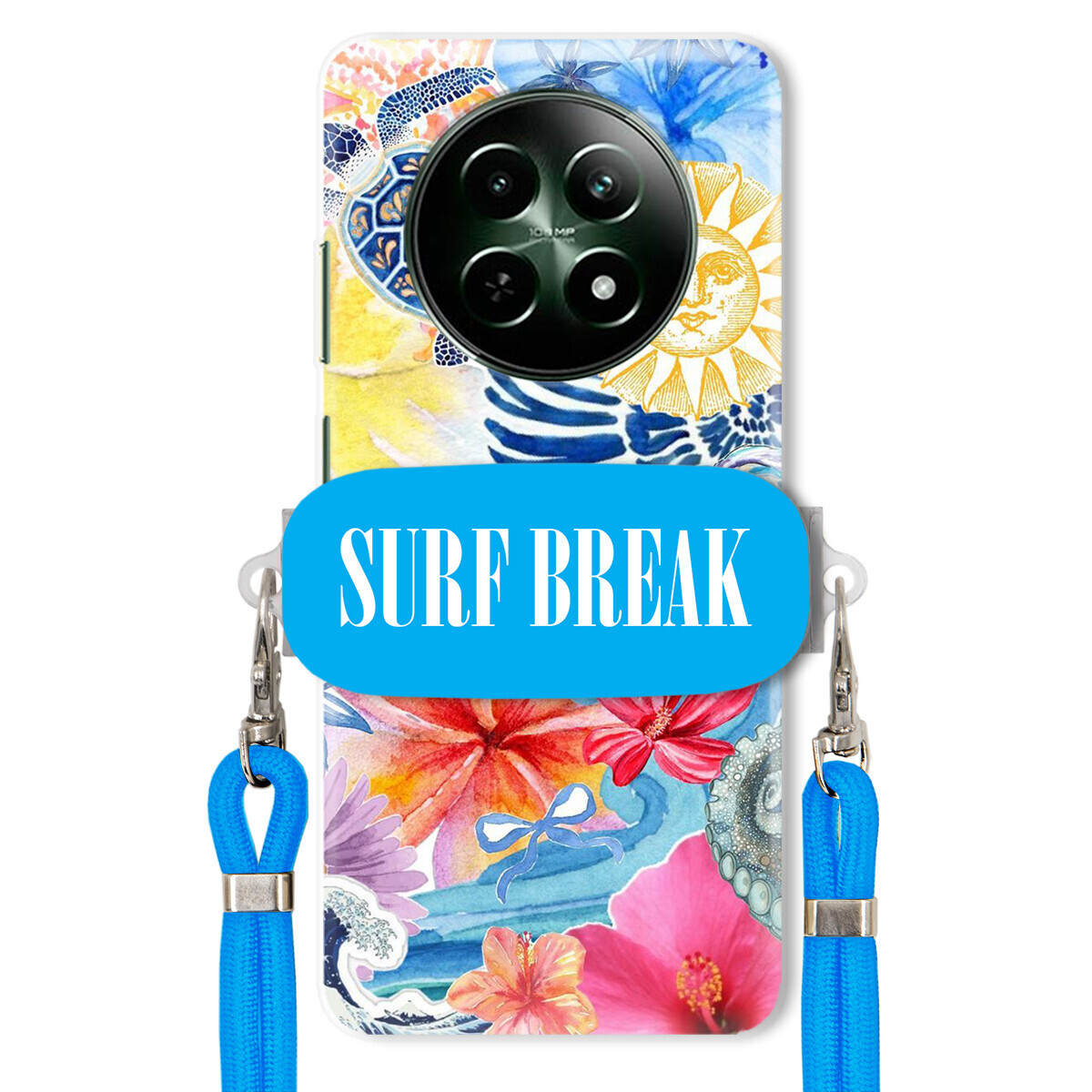 Pouzdro pro Realme 12 5G Modré Crossbody vodítko Držák Surf Break Léta