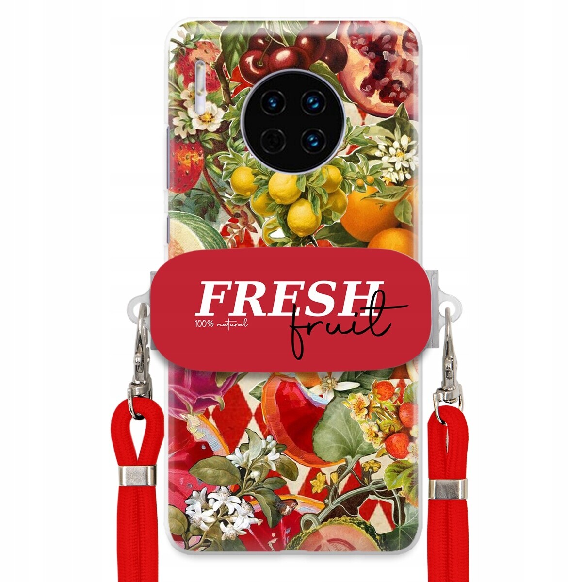 Pouzdro pro Huawei Mate 30 Červené Crossbody vodítko Držák Fresh Fruit Ovoce
