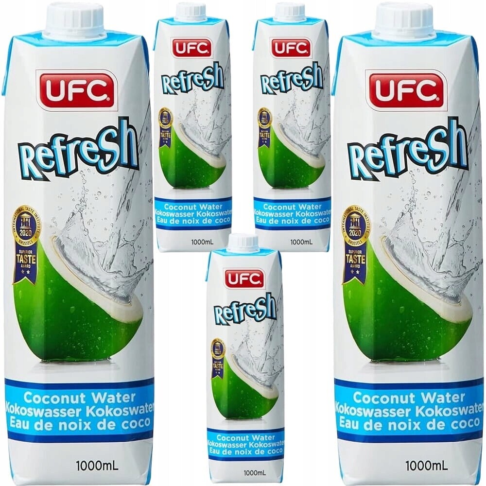 5x Zdravá Kokosová voda z kokosu 100% přírodní zavlažování 1000 ml 1 litr Ufc