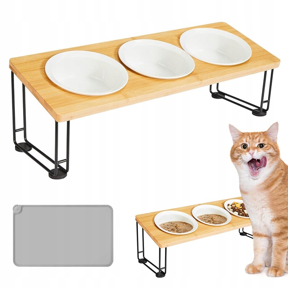 Miska Pro Psa Kočku Sada 3 Keramických Misek Se Silikonem, Protiskluzová