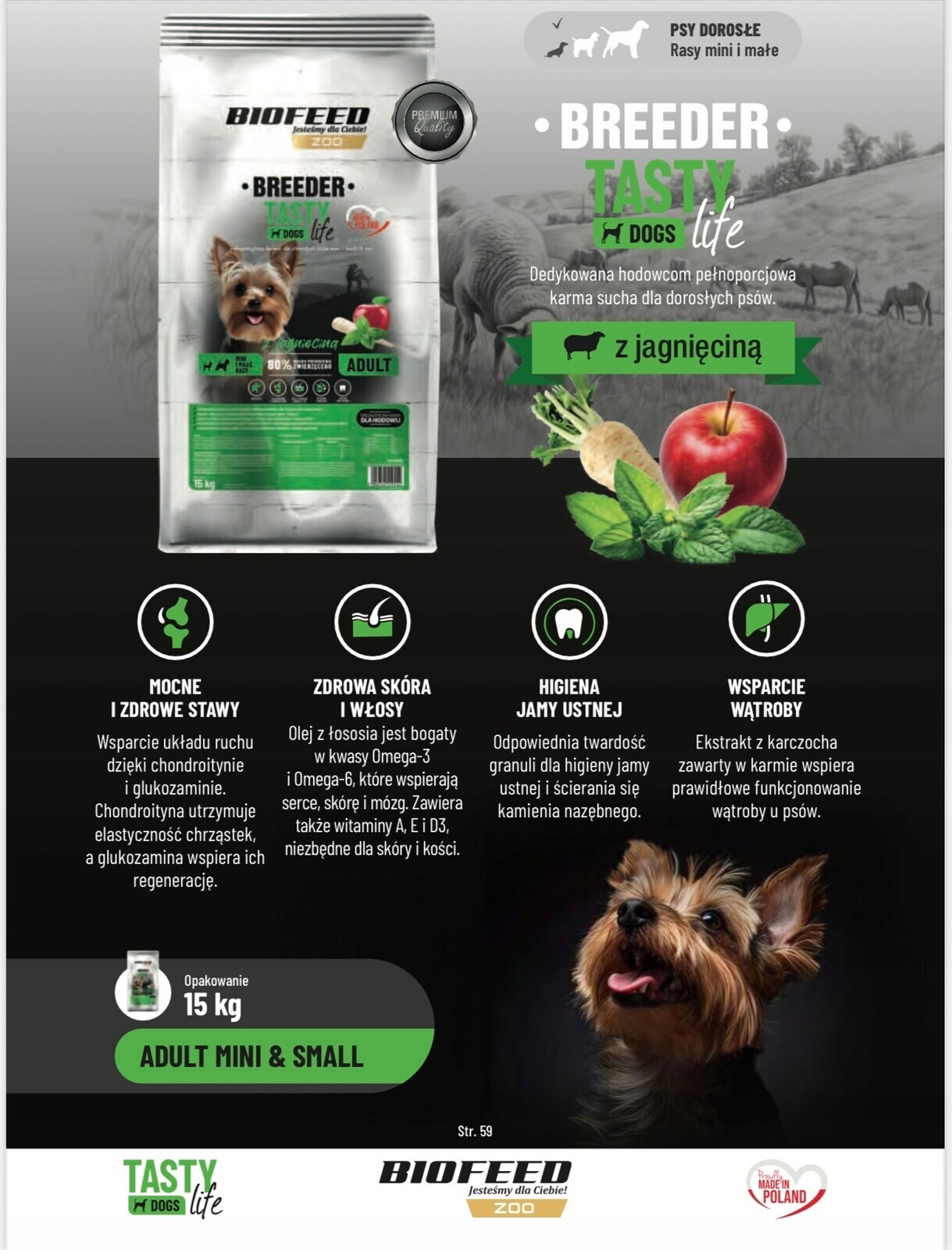 Tasty Dogs Life Jehněčí 15 kg Krmivo pro dospělé psy Mini&Medium+bonus