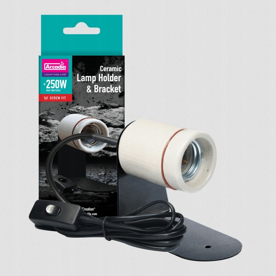 Arcadia keramická objímka pro žárovku E27 úhlová s držákem a kabelem