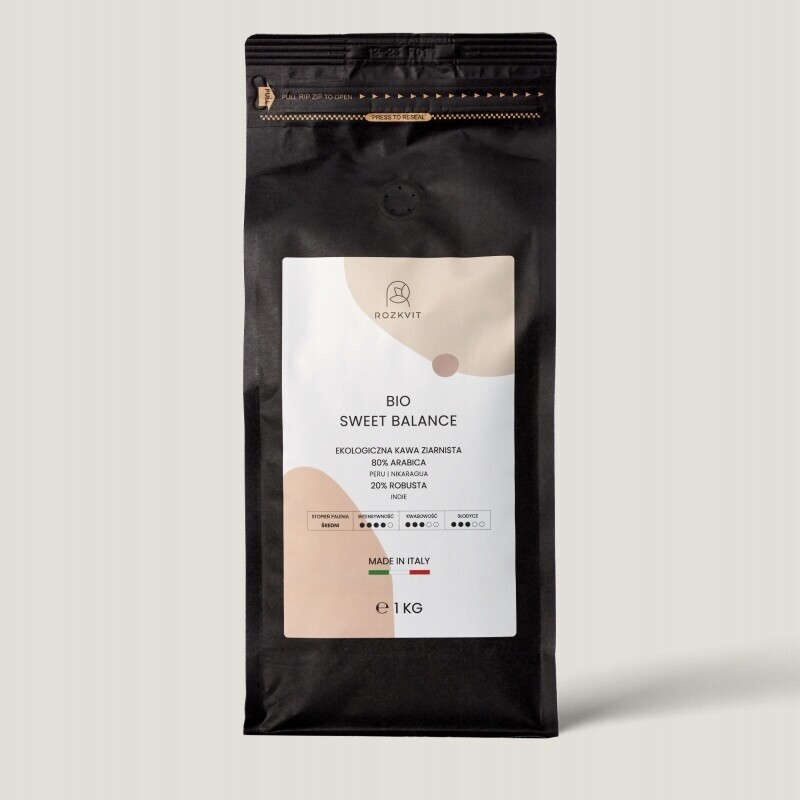 Bio Káva Zrnková Sweet Balance Italská Káva 80% Arabika 20% Robusta