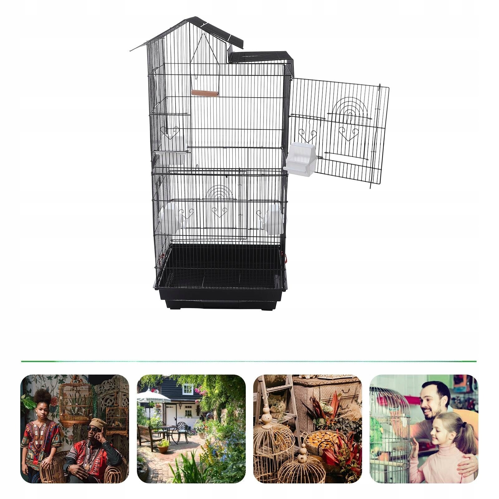 1 sada praktické železné drátěné klece pro vystavování papoušků a domácích ptáků