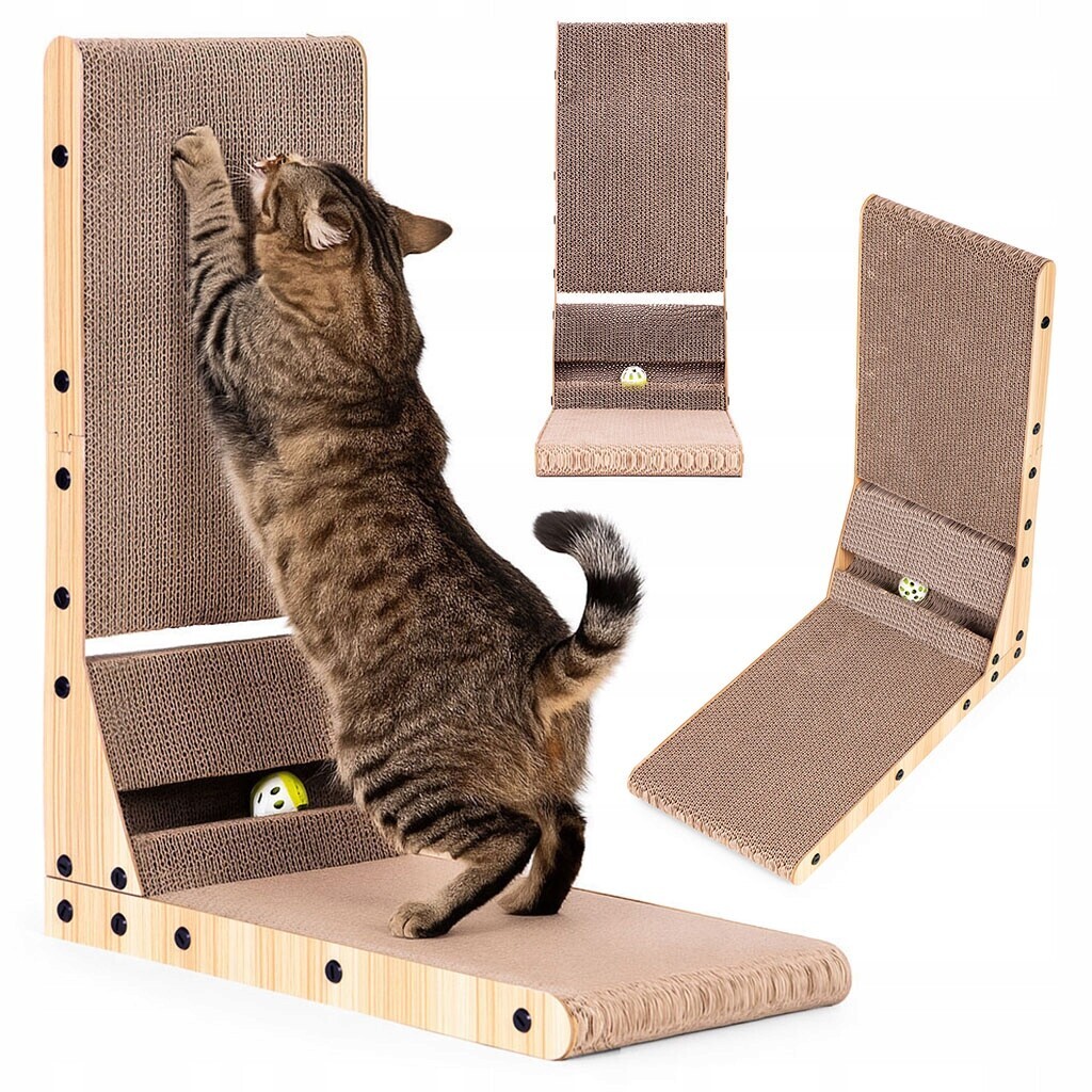 Drapak Pro Kočky 2v1 Rohový Kartonový Pelíšek S Hračkou