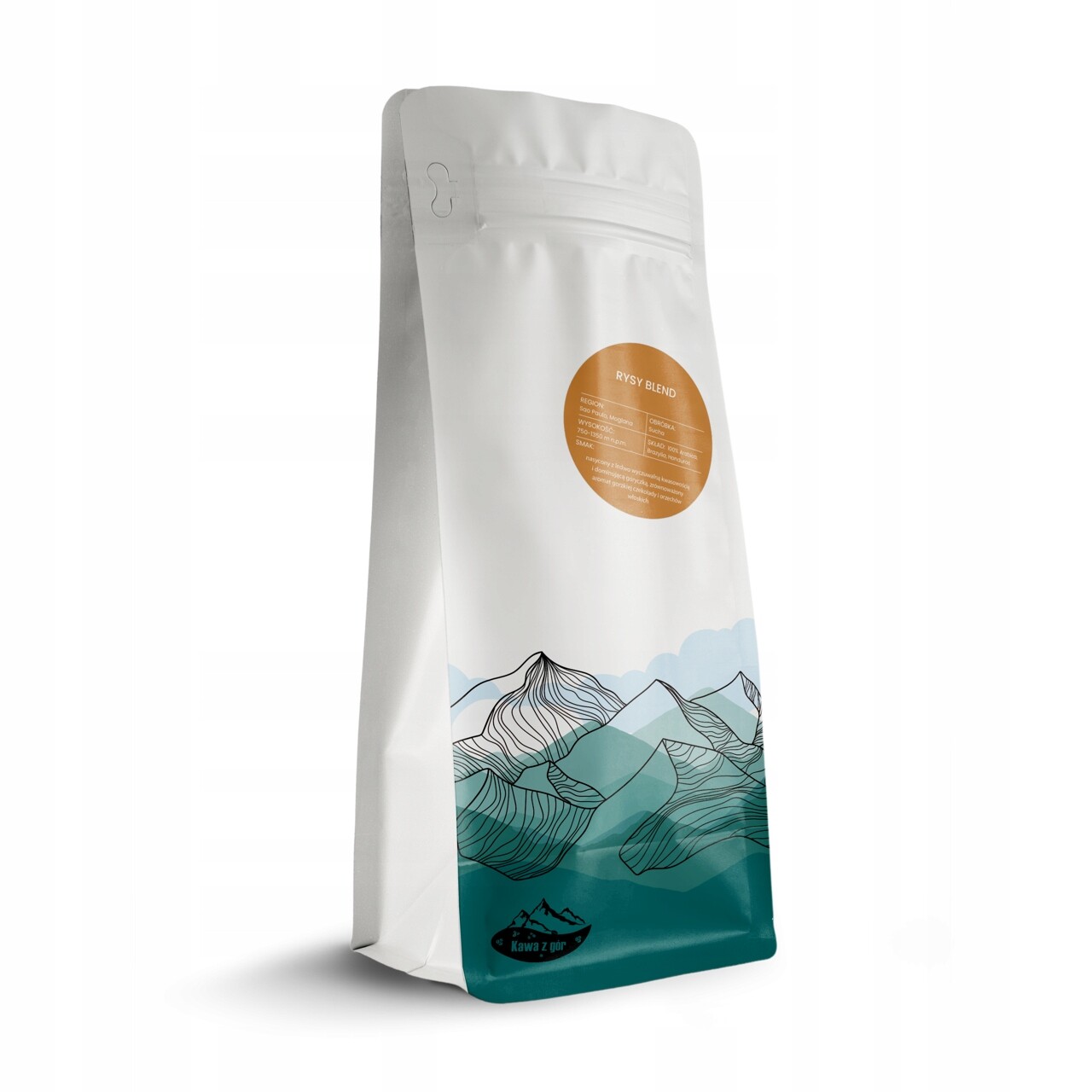 Káva zrnková, čerstvě pražená, Brazílie Santos 1 kg, Rysy Blend Káva Z hor