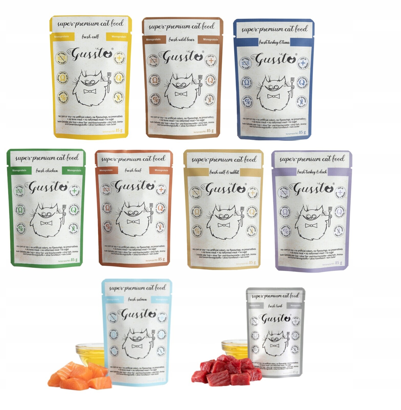 Gussto mokré krmivo pro kočky mix chutí 9 x 85 g