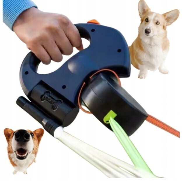 Smycz Podwójna Automatyczna Dla Psa Kota 2 Led 2w1 10kg