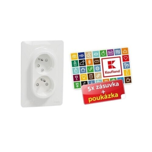 Schneider Electric Nová Unica dvojzásuvka bílá balení 5ks + poukázka 100 Kč NU206518X5