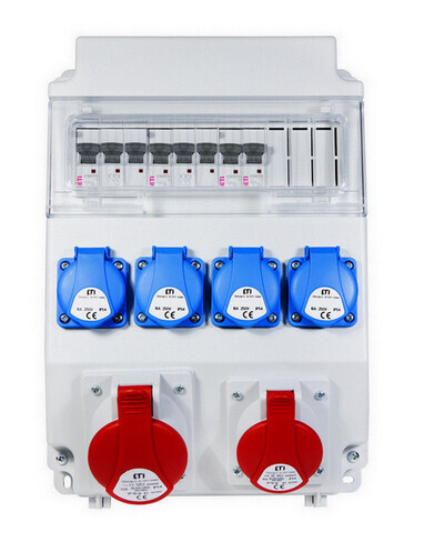 Zásuvková skříň ETI EDS11 4/2 16/32 B+C IP54 4x230V 1x400V/32A/5p 1x400V/16A/5p 001105279