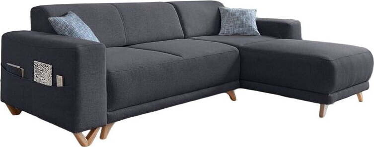 Antracitová rozkládací/s úložným prostorem rohová pohovka Classy Sophie – Miuform